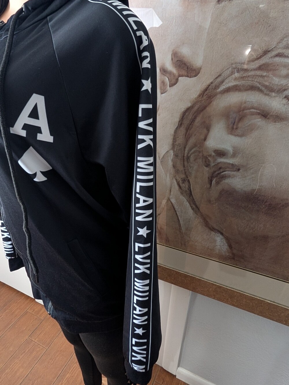 LVK Milan Black Ace Zip-Up Hooded Jacket Men Size S - Picture 3 of 8